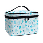 Blue Animal Paw Pattern Print Travel Makeup Bag