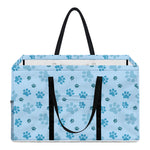 Blue Animal Paw Pattern Print Utility Tote Bag