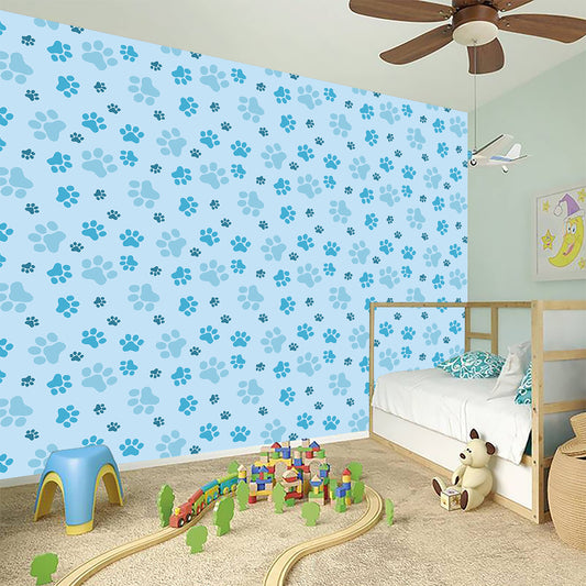 Blue Animal Paw Pattern Print Wall Sticker