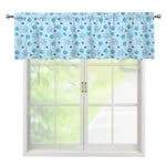 Blue Animal Paw Pattern Print Window Valance