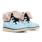 Blue Animal Paw Pattern Print Winter Boots