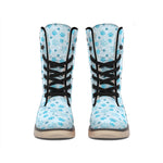 Blue Animal Paw Pattern Print Winter Boots
