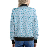 Blue Animal Paw Pattern Print Women's Bomber Jacket