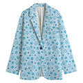 Blue Animal Paw Pattern Print Women's Cotton Blazer