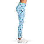 Blue Animal Paw Pattern Print Women's Leggings