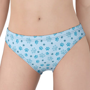 Blue Animal Paw Pattern Print Women's Panties