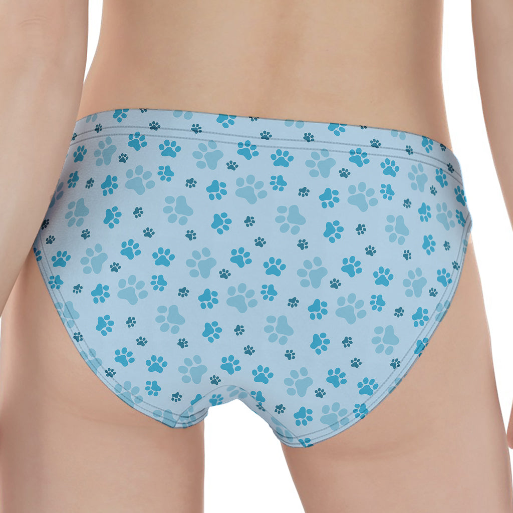 Blue Animal Paw Pattern Print Women's Panties