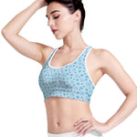 Blue Animal Paw Pattern Print Women's Sports Bra