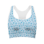Blue Animal Paw Pattern Print Women's Sports Bra