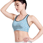 Blue Animal Paw Pattern Print Women's Sports Bra