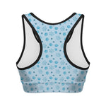 Blue Animal Paw Pattern Print Women's Sports Bra