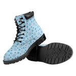 Blue Animal Paw Pattern Print Work Boots
