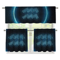Blue Aquarius Zodiac Sign Print 3 Piece Kitchen Curtains