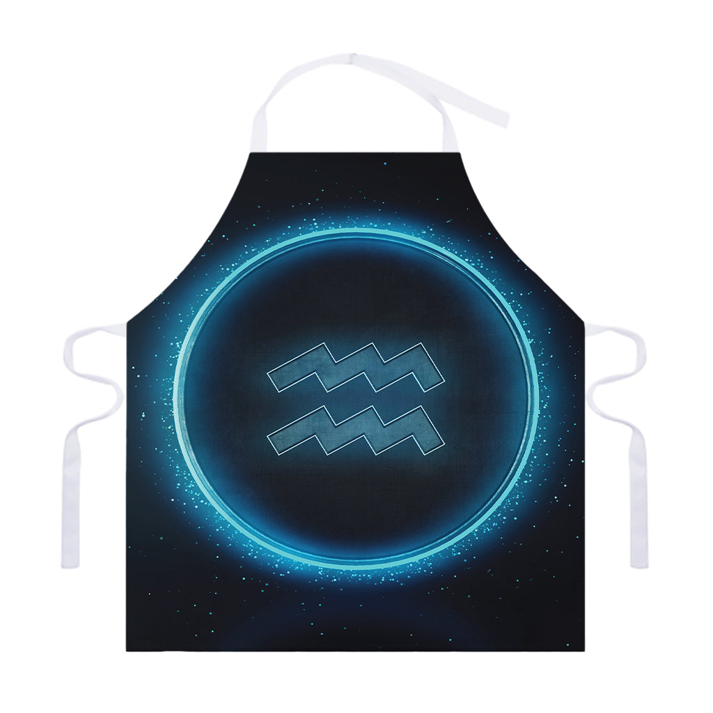 Blue Aquarius Zodiac Sign Print Adjustable Apron