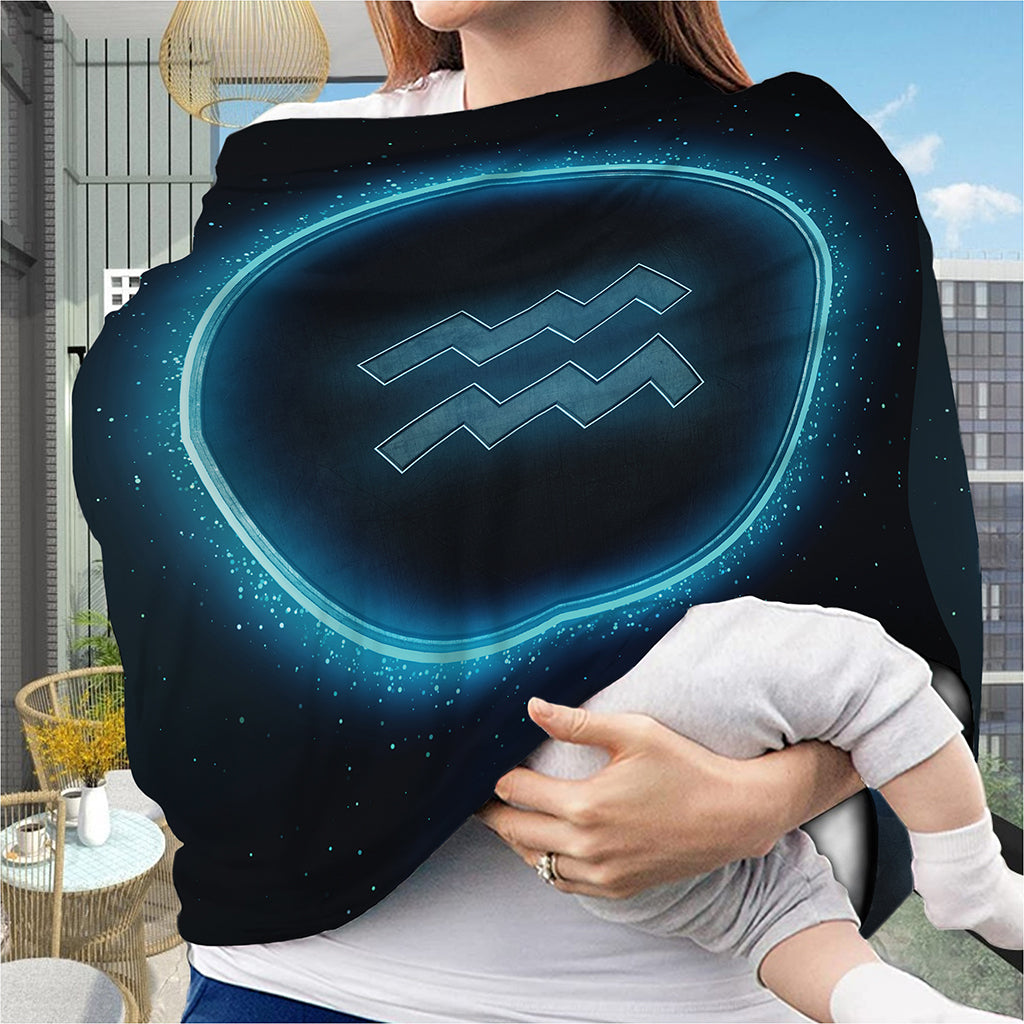 Blue Aquarius Zodiac Sign Print Baby Seat Cover