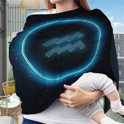 Blue Aquarius Zodiac Sign Print Baby Seat Cover