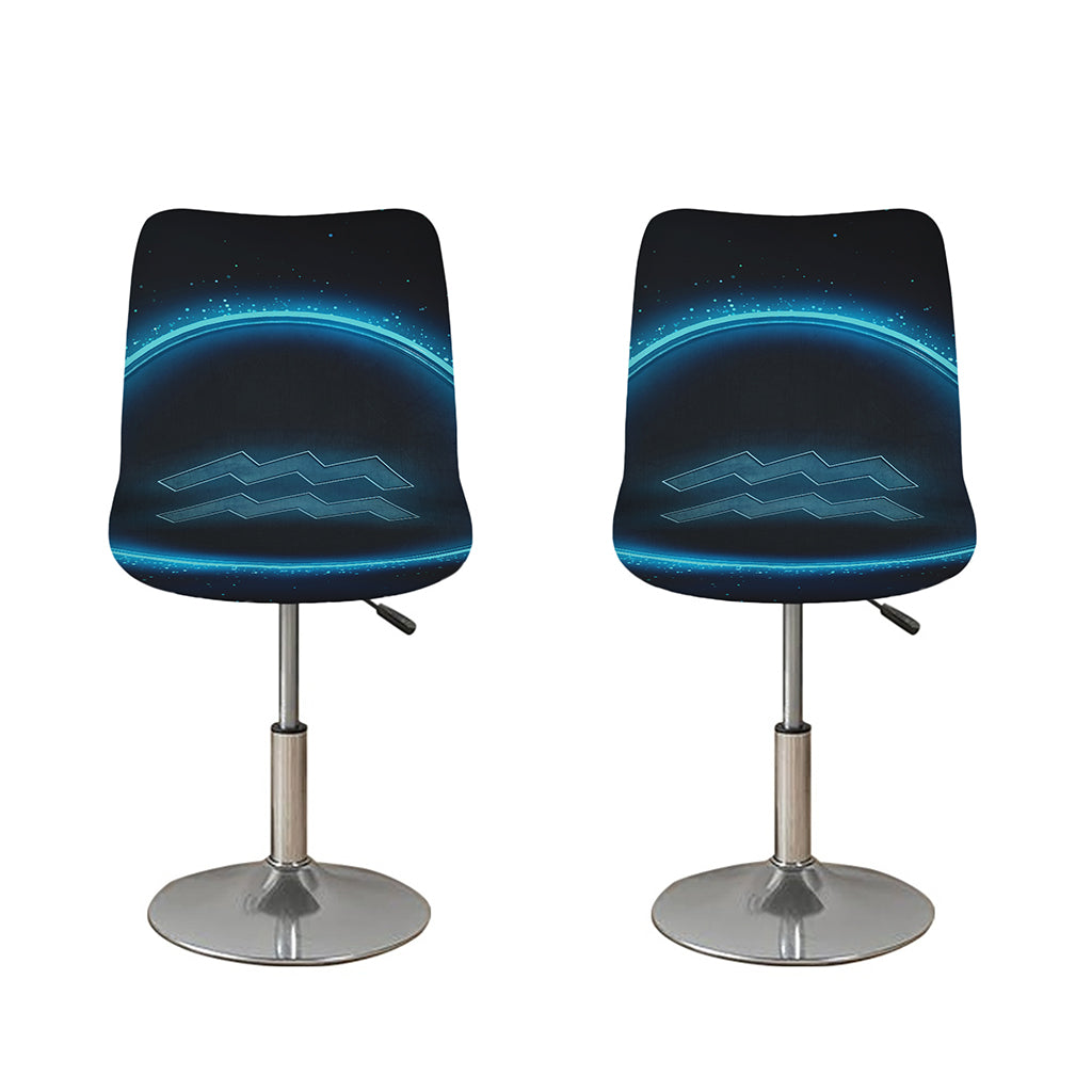 Blue Aquarius Zodiac Sign Print Bar Stool Covers