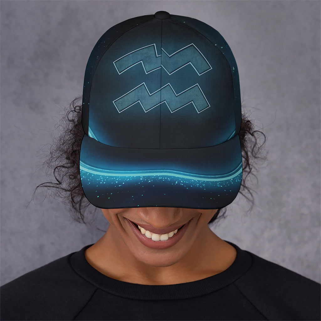 Blue Aquarius Zodiac Sign Print Baseball Cap