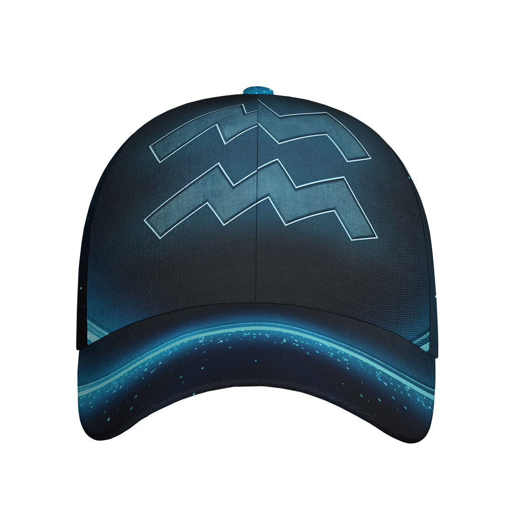 Blue Aquarius Zodiac Sign Print Baseball Cap