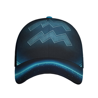 Blue Aquarius Zodiac Sign Print Baseball Cap