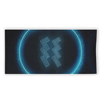 Blue Aquarius Zodiac Sign Print Beach Towel