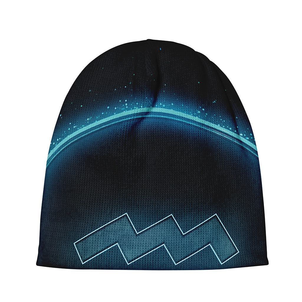 Blue Aquarius Zodiac Sign Print Beanie