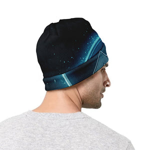 Blue Aquarius Zodiac Sign Print Beanie