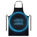 Blue Aquarius Zodiac Sign Print Bib Apron With Pocket