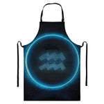 Blue Aquarius Zodiac Sign Print Bib Apron With Pocket
