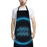 Blue Aquarius Zodiac Sign Print Bib Apron With Pocket