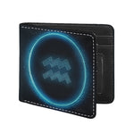 Blue Aquarius Zodiac Sign Print Bifold Wallet