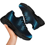 Blue Aquarius Zodiac Sign Print Black Chunky Shoes