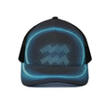 Blue Aquarius Zodiac Sign Print Black Mesh Trucker Hat