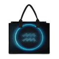 Blue Aquarius Zodiac Sign Print Canvas Tote Bag