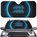 Blue Aquarius Zodiac Sign Print Car Windshield Sun Shade