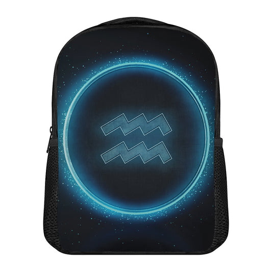 Blue Aquarius Zodiac Sign Print Casual Backpack