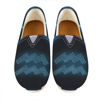 Blue Aquarius Zodiac Sign Print Casual Shoes