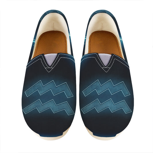 Blue Aquarius Zodiac Sign Print Casual Shoes