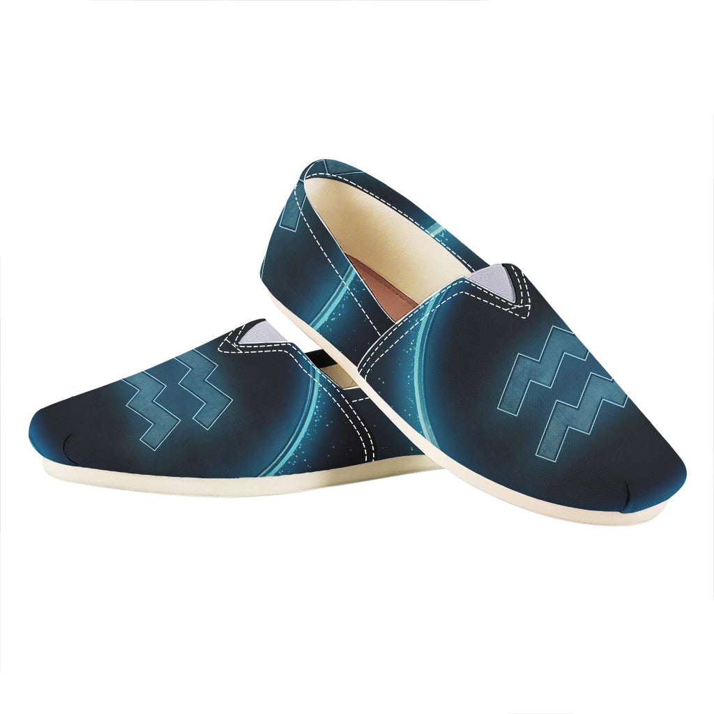 Blue Aquarius Zodiac Sign Print Casual Shoes