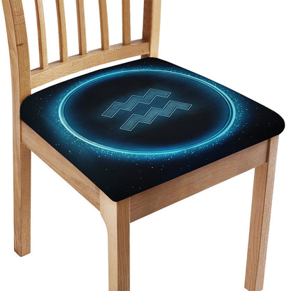 Blue Aquarius Zodiac Sign Print Chair Cushion Cover