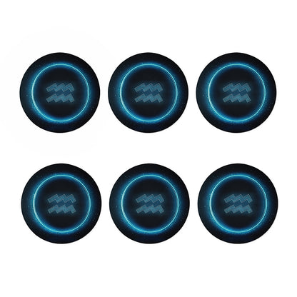 Blue Aquarius Zodiac Sign Print Coaster Set