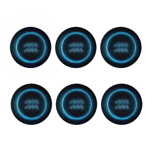 Blue Aquarius Zodiac Sign Print Coaster Set