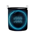 Blue Aquarius Zodiac Sign Print Collapsible Laundry Basket
