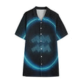 Blue Aquarius Zodiac Sign Print Cotton Hawaiian Shirt