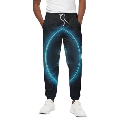 Blue Aquarius Zodiac Sign Print Cotton Pants