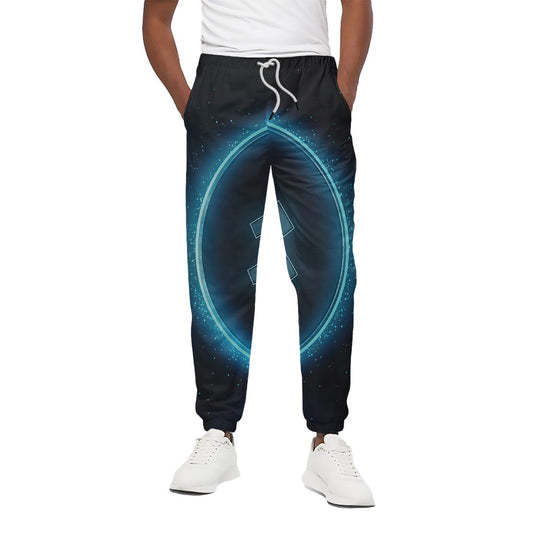 Blue Aquarius Zodiac Sign Print Cotton Pants