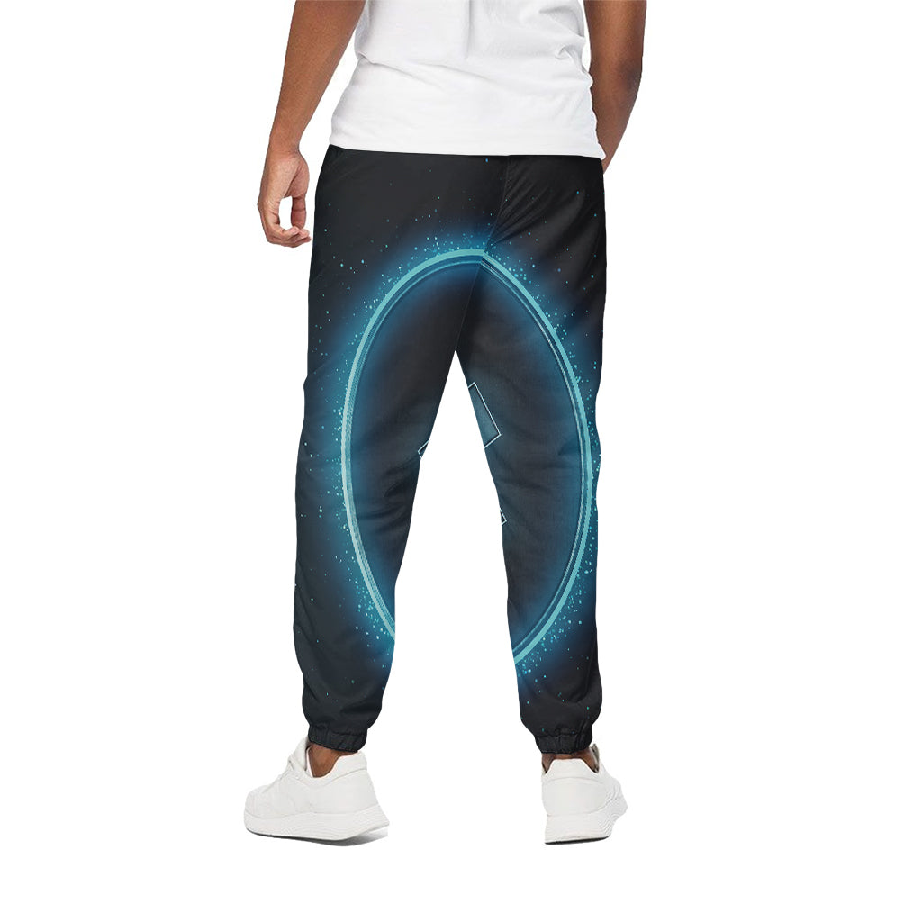 Blue Aquarius Zodiac Sign Print Cotton Pants