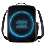 Blue Aquarius Zodiac Sign Print Crossbody Lunch Bag