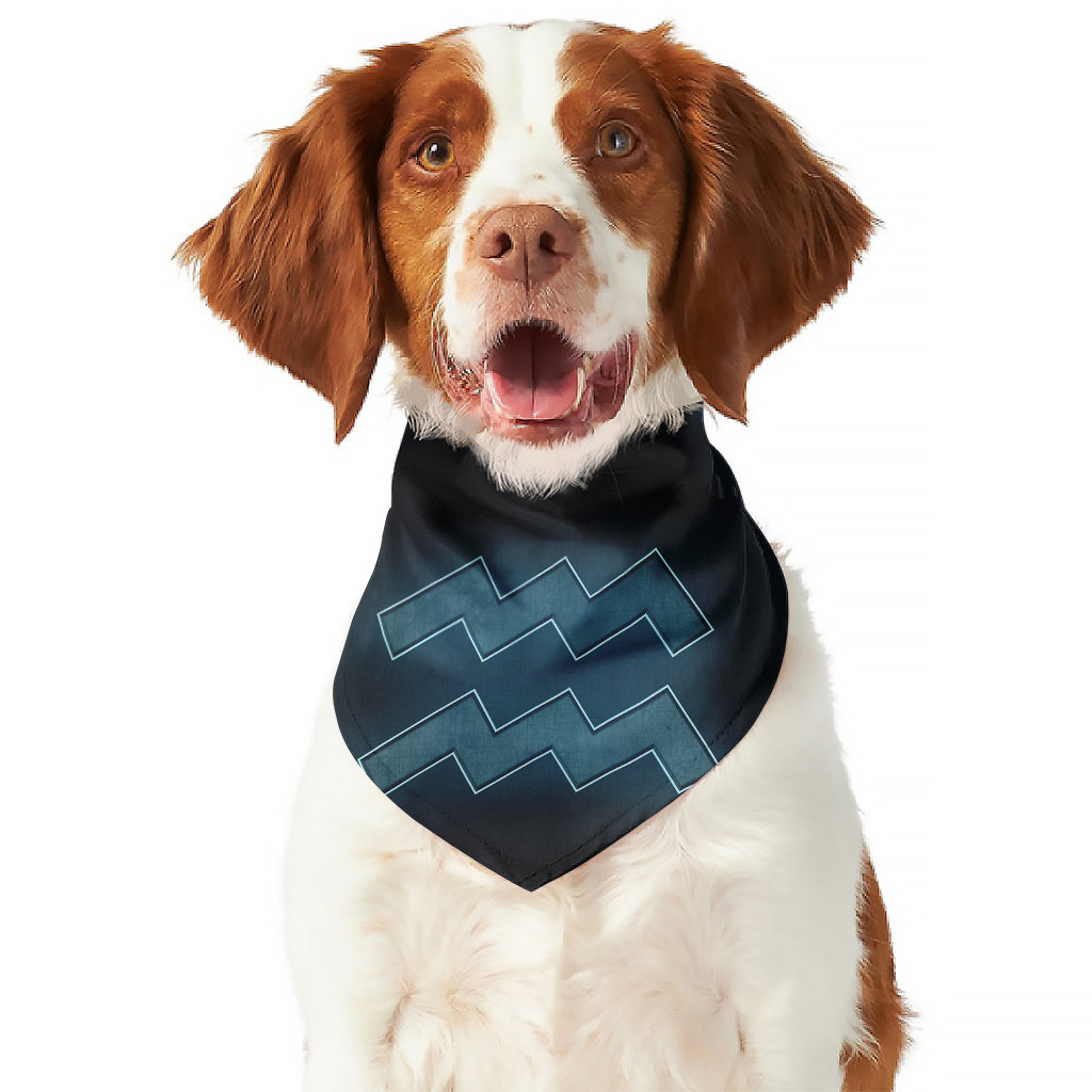 Blue Aquarius Zodiac Sign Print Dog Bandana