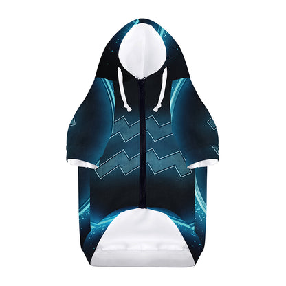 Blue Aquarius Zodiac Sign Print Dog Zip Up Hoodie